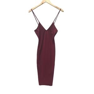 Privacy Please MIDI Slip Ribbed Burgundy Dress Size XS